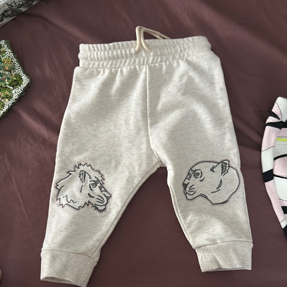 Kids Cream Animal Print Joggers